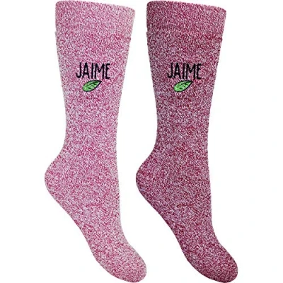 Image of TeddyTs Personalised Women&#039;s Outdoor Hiking Boot Socks (2 Pair Pack) (Pink and Burgundy)