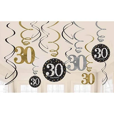 Image of (PKT) Adult Gold Celebration 30th Swirl Decorations