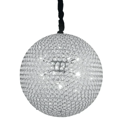 Image of PLANET 9 Light Spherical Pendant Ceiling Chrome, Crystals 50cm