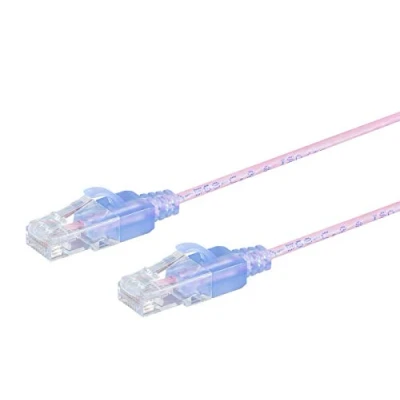 Image of Monoprice Cat6A Ethernet Patch Cable 5 Pack 7 Feet Pink Snagless, RJ45, 550MHz, UTP, Pure Bare Copper Wire, 10G, 30AWG SlimRun
