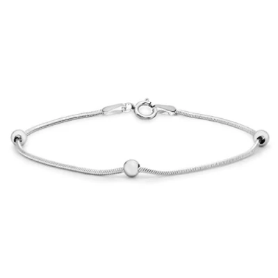 Image of Tuscany Silver Women&#039;s Sterling Snake Disco Ball Bracelet of 18cm/7&quot;