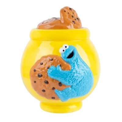 Image of Grupo Erik Sesame Street Cookie Jar With Lid Biscuit Tin 20.5 x 21.1 26 cm Sweet Kitchen Decor Airtight Food Storage Container Monster Toys