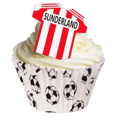 Image of Pack of 12 Edible Wafer Decorations Football Shirts Sunderland 201 266