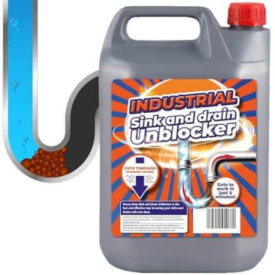 Image of 5 Litre Heavy Duty Sink &amp; Drain Unblocker Strong Cleaning Liquid Plug Hole Toilet Cleaner Tool For Home, Office, Garage Shops (2 x Litres)