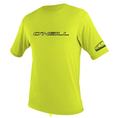 Image of O&#039;Neill Wetsuits Men&#039;s Basic Skins Short Sleeve Sun Shirt Lime, M