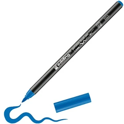 Image of edding 4200 porcelain brush pen light blue 1 nib 4 mm felt for painting and decorating ceramics, dishwasher safe, lightfast ink, quick drying