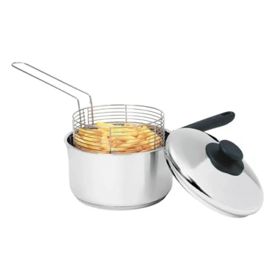 Image of Nobel Stainless Steel Chip Pan with Basket And lid Silver 20 cm 3 Litre