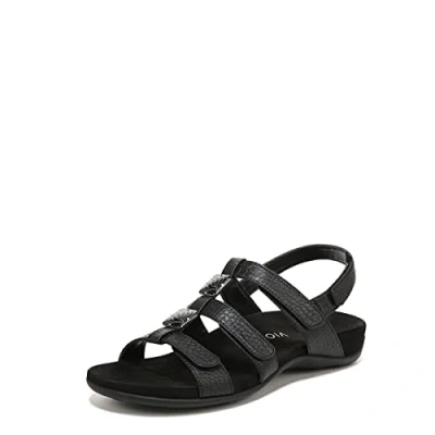 Image of Vionic Rest Amber Women&#039;s Sandal That Includes Three Zone Comfort for Heel Pain and Plantar Fasciitis with Concealed Orthotic Arch Support Wide Fit Black Croc UK 4.5