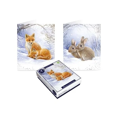 Image of Tom Smith 20 Boxed Luxury Charity Christmas Cards 2 Rabbit &amp; Fox Designs