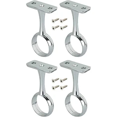 Image of Wardrobe Rail Centre Supports Brackets 25mm Chrome Plated x4 with Screws