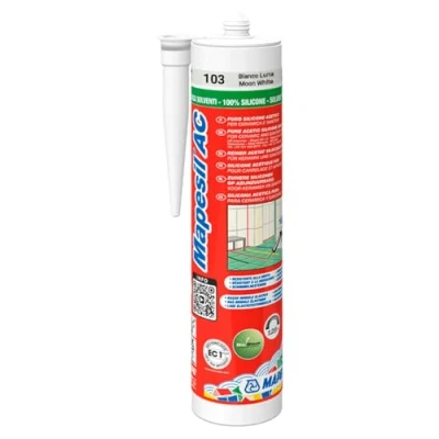 Image of Mapei mapesil AC mould resistant silicone sealant cartridge 310ml (1, White)