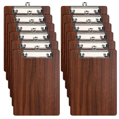 Image of A5 Clipboard,12 Pack Clip Board with Low Profile and Hanging Hole,A5 Wooden Clipboards Hardboard Clipboard