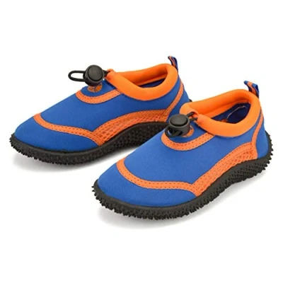 Image of Wet Shoes Kids Size Aqua Beach Surf Water Swim for Boys &amp; Girls (Blue Orange, Numeric_1)