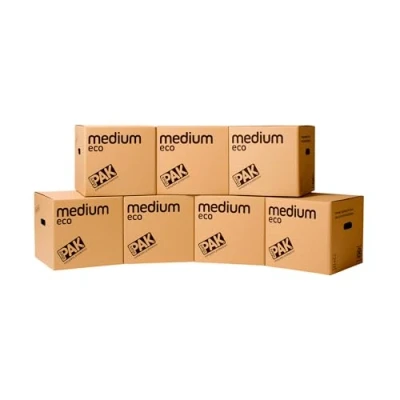 Image of StorePAK Eco Archive Storage Moving Boxes with Handles (Pack of 7) 33 Litres 100% Recyclable H 31 x W D cm MEDIUM