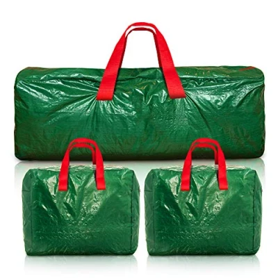 Image of Hillington Christmas Tree Storage Bag and 2 Decoration Bags Stores a Xmas Tree, Lights Decorations