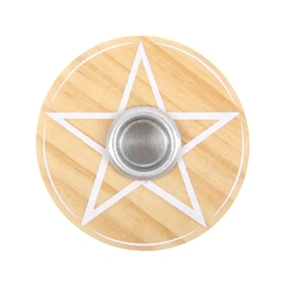 Image of UK Wooden Pentagram Spell Candle Holder by Something Different Wholesale Enchanting Design