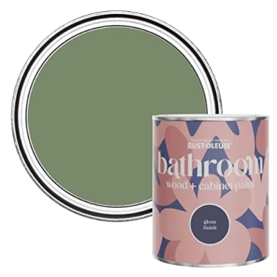 Image of Rust Oleum Green Moisture Resistant Bathroom Wood and Cabinet Paint in Gloss Finish All 750ml