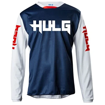 Image of HULG Men&#039;s Cycling Jersey MTB Tops,MX Lightweight Materials,Breathable Material,Mountain Bike Long Sleeve Breathable Comfortable Soft Moisture Wicking (Color 02,XS)