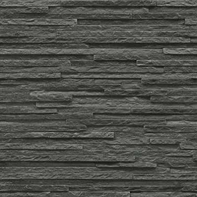 Image of Exclusive Realistic 3D Vintage Brick Effect Rustic Stone Grey Textured Vinyl Wallpaper (New Black AL1016)