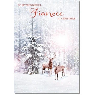 Image of doodlecards Fiancee Christmas Card Deers in Forest Medium Size for with Plain Envelope