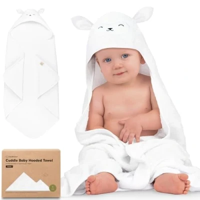 Image of Baby Hooded Towel Bamboo by KeaBabies Organic Infant Towels Large Bath with Hood for Girls, Babies, Newborn Boys, Toddler (Lamb)
