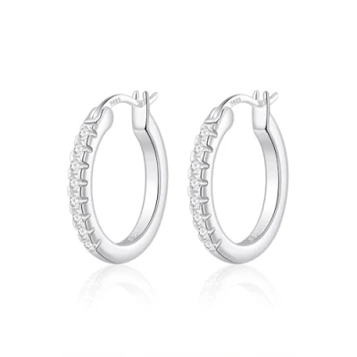 Image of Philip Jones Sterling Silver Crystal Hoop Earrings Created with Zircondia® Crystals