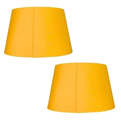 Image of Cotton Drum Shade Navy Blue, 10 inch Easy Fit ES/BC for Living Rooms, Bedrooms, hallways and Kitchens, Pendant Lampshades or Shades Table Lampss (2, Mustard)