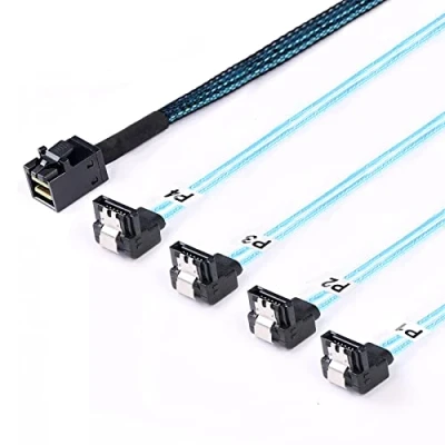 Image of ADCAUDX SFF 8643 to SATA: 0.5M Mini SAS SATA Cable Breakout SFF8643 HD Right Angle (1.6FT)