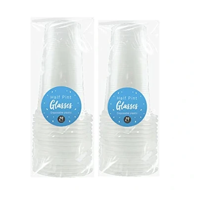 Image of Gem Imports 48x Reusable Half Pint Glasses Clear Drinking Cups Ideal for Beer Festivals, BBQs, Football Games, Outdoor Party Events and Celebrations