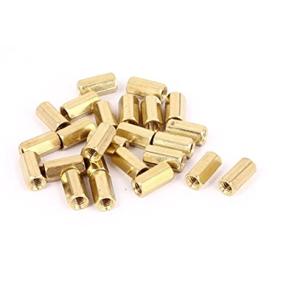 Image of Sourcingmap M4 x 12mm Female Threaded Brass Hex Standoff Pillar Spacer Nut 25pcs