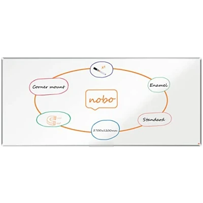 Image of Nobo Premium Plus Enamel Magnetic Whiteboard 2700x1200mm, Aluminium Trim, EU Ecolabel Certified, 1915152