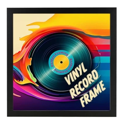 Image of Boldon Framing Black Vinyl Record Square Photo Frame for Album Art Wall Display, Picture Frames 12&quot; Albums &amp; Records. 1 Pack.