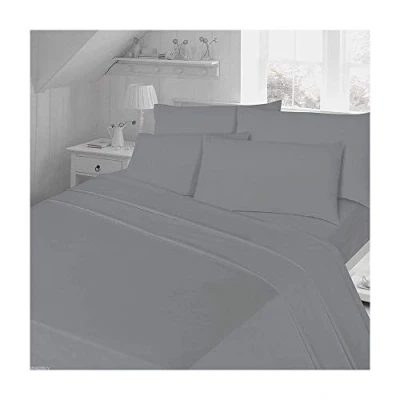 Image of De Lavish Thermal Flannelette Pillow Cases Flannel Pillowcases Plain Dyed Bedding, Grey