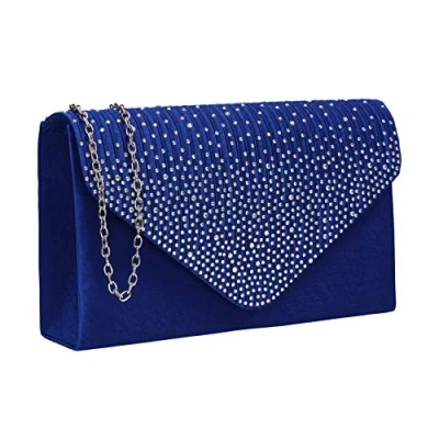 Image of SWANKYSWANS Womens Abby Diamante Envelope Style Bag Clutch Royal Blue
