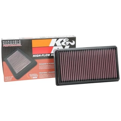 Image of K&amp;N Replacement air filter compatible with Citroën C4 Picasso/C5 aircross/Jumpy/Spacetourer &amp; Peugeot 308/3008/508/5008/Expert/Traveller Toyota ProAce 2.0 Diesel 2015 (33 3122), Red