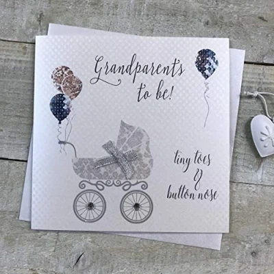 Image of Grandparents to be Congratulations Handmade Baby Card by WHITE COTTON CARDS VN103,16cm x 16cm