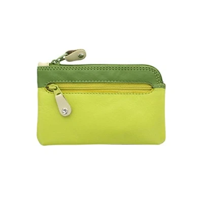 Image of Visconti Rainbow Collection Geno Leather Coin Purse with Keyring RB69 Lime Multi