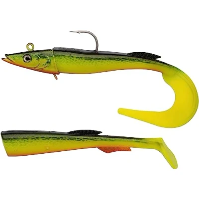 Image of Berkley PowerBait Power Sandeel, Fishing Hook, Soft Lures, Paddle Tail &amp; Curl Supplied Sea Fishing, Cod, Unisex, Hot 65g 170mm