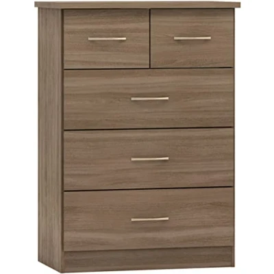 Image of Seconique Nevada 3+2 Drawer Chest in Rustic Oak Effect