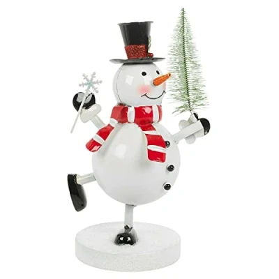 Image of Muddy Hands Small Metal Christmas LED Light Up Ornament Table Top Xmas Festive Figurine Decoration (Snowman)