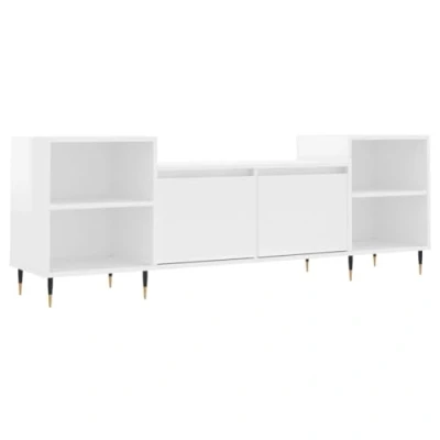 Image of vidaXL TV Cabinet Unit Modern Engineered Wood Media Stand with Ample Storage High Gloss White Suitable for Living Room or Bedroom
