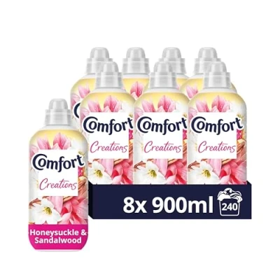 Image of Comfort Creations Honeysuckle &amp; Sandalwood Fabric Conditioner 240 washes Stay Fresh technology Softener (8 x 900 mL)