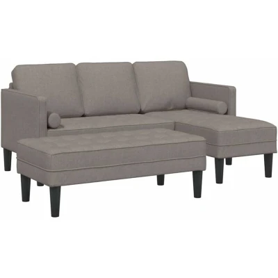 Image of vidaXL 2 Piece Sofa Set with Cushions Taupe Fabric