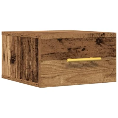 Image of vidaXL Wall mount Bedside Cabinet Rustic Small Storage Solid Reclaimed Wood Living Room/Bedroom 32x72 cm