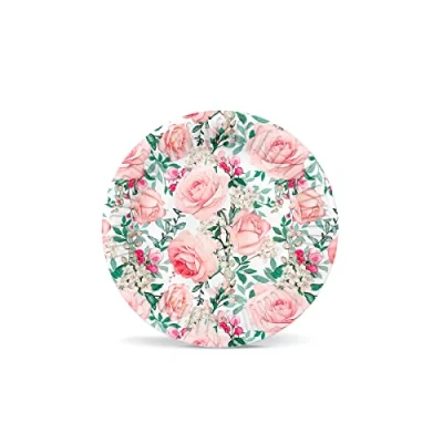 Image of PAW Paper Plates (18 cm) I 8 Pieces Colourful Disposable Ideal for Weddings, Communions, Parties, Birthdays Printed with Water Based Inks Colour: Gorgeous Roses