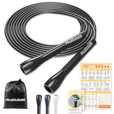 Image of Adjustable Skipping Rope for Speed Skipping, PVC Adult Fitness Women, Men and Children, 3 m Lightweight with Training Poster ABS Non Slip Handle