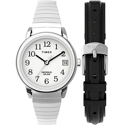 Image of Timex Women&#039;s Easy Reader 25mm Quartz Stainless Steel Strap, Silver, 12 Casual Watch (Model: TWG025200JT)