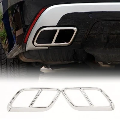 Image of DIYUCAR For RR Velar 2017 2018 2019 304 Stainless Steel Chrome Car Exhaust Pipe Cover Trim Accessories