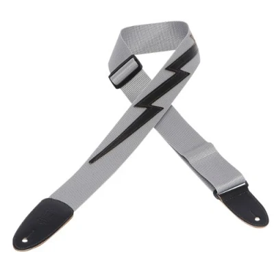 Image of Levy&#039;s 2 inch Polypropylene Guitar Strap with Lightning Bolt Grey