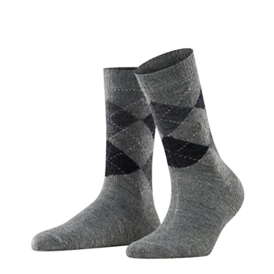 Image of 1 Pair Charcoal Whitby Extra Soft Argyle Socks Ladies 3.5 7 Burlington